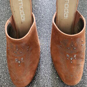 Vintage Moda Spana Suede Clogs | 4” Heel | Western Y2K Style Size 10